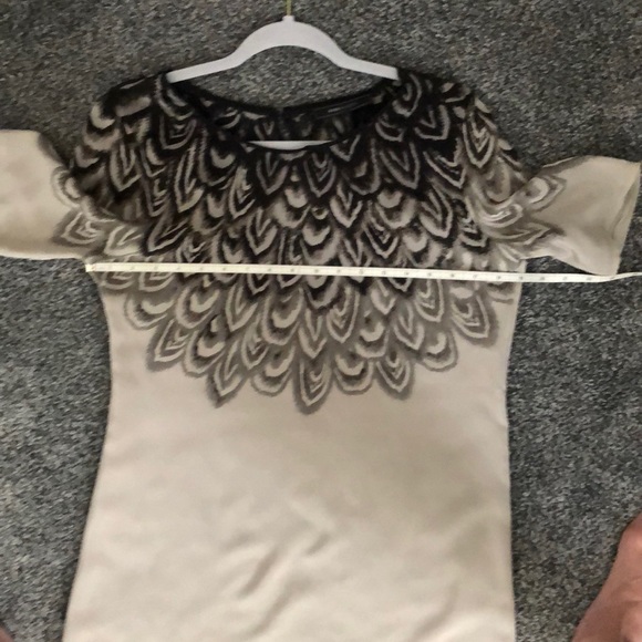 BCBG Silk Midi Shift Dress - Feather Print - Picture 11 of 12